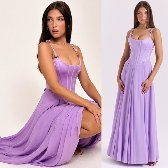 House of CB Lilac Pleated Maxi Dress - Picture 8 of 9